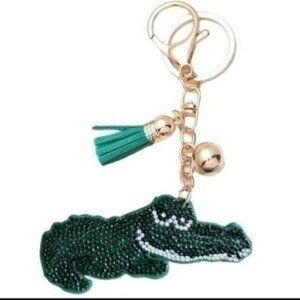 ALLIGATOR Rhinestone Puffy Purse Charm/Keyring-NEW.